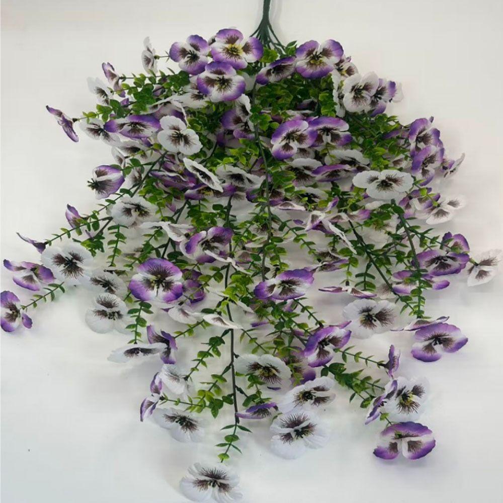 Multicolor Artificial Flower DIY Viola Tricolor Eucalyptus Pansy Hanging Lifelike Plants Wreath Wall Hanging Ornament