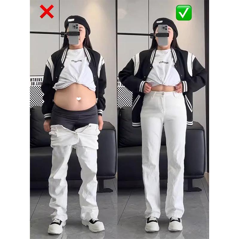 

Plus Size Women s High Waist White Straight Leg Jeans - Slimming Fit for Pear Shaped Bodies 3XL