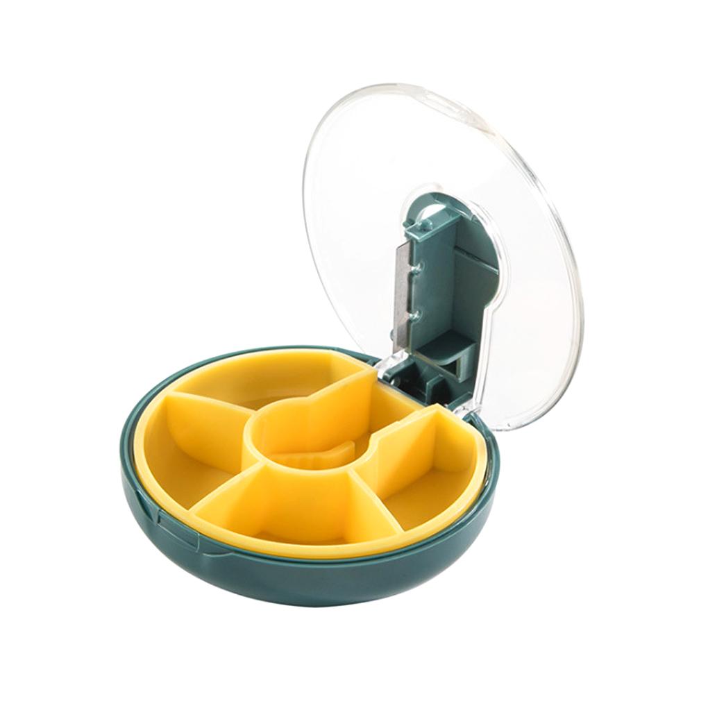 

Коробка для разделения таблеток из АБС-пластика, многоразовый слайсер из нержавеющей стали, разделитель для хранения таблеток, аксессуары для офисных деловых поездок темно-зеленого