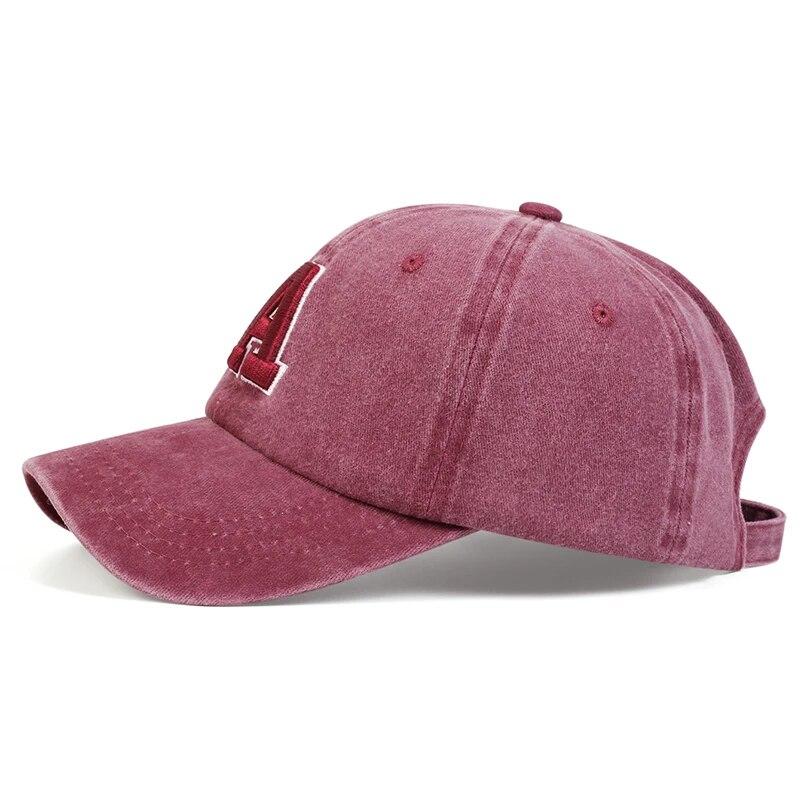 Casquettes de Baseball Unisexes Broderie Lettre A Lavées Printemps et Automne Chapeaux Casuels Réglables d'Extérieur Chapeau Anti-Soleil