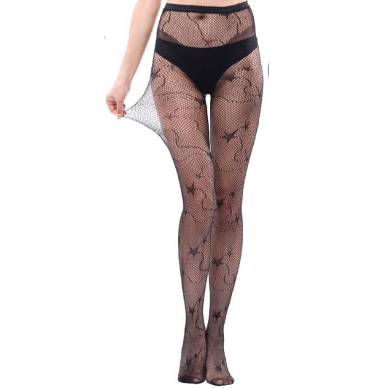 Trendy Fishnet Pantyhose With Tattoo Design For Chic And Youthful Look