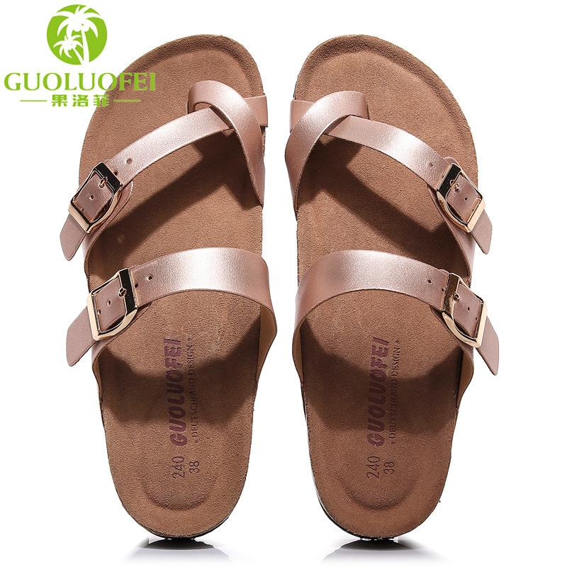 flat cork sandals shoes woman summer  trend cross strap Flip flops Ladies shoes on sale