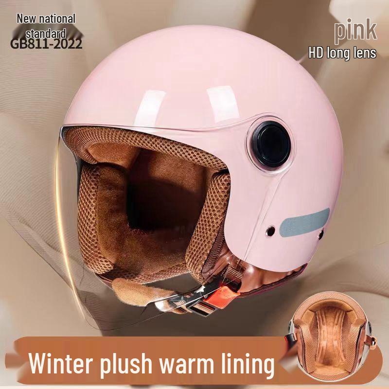 3C Certified Women s Winter Electric Motorcycle Helmet - Anti-Fog, Warm, Safe, All-Season Half Helmet 3C Certified