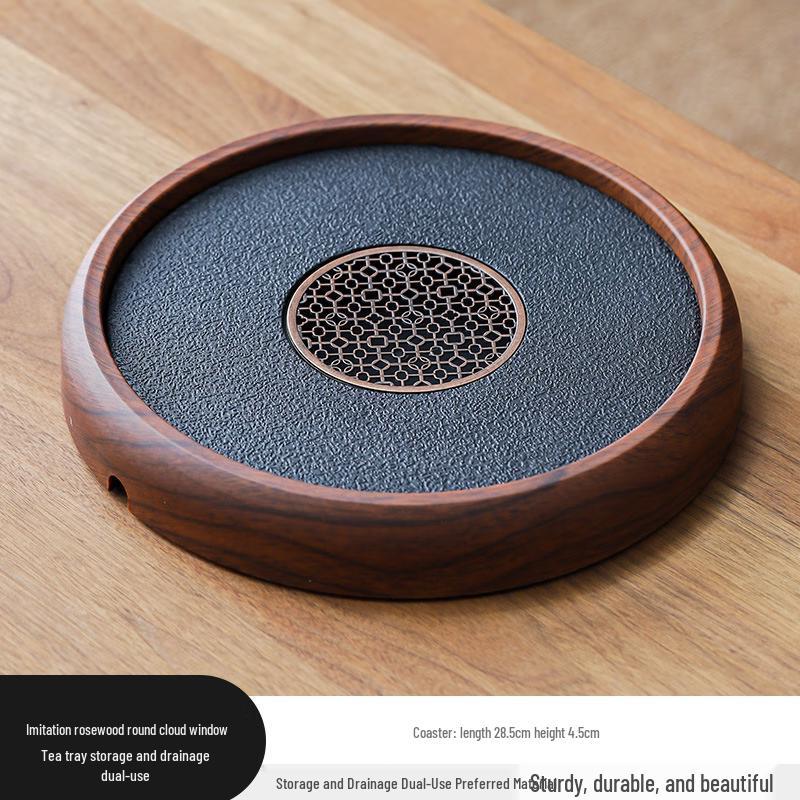 Zhinianhua Imitation Rosewood Round Kung Fu Tea Tray