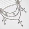 Punk Multi-Layer Cross Pendant Chain - Hot-Selling Metal Pants Accessory for Girls