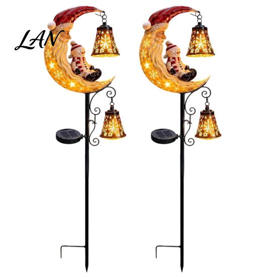 Waterproof Metal Yard Decorations Solar Christmas Garden Stake Light, 31.5 Inch Santa Snowman LED Pathway Lights, Outdoor Stakes Landscape Lighting