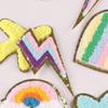 Gold Edged Chenille Towel with Love Lightning and Rainbow Embroidered Patches