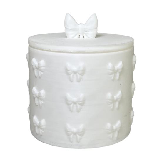 

Storage Box 3D Bow Decor Holder with Lid Moisture-Proof Dustproof Storage Jar Durable PLA Organizer for Cotton Pads Jewelry белый