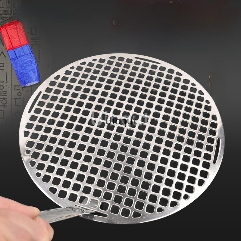 Stainl Steel Non-sti BBQ Net Tray Round Plate Pan Restaurant Round Fried Meat Korean Bbq Grill Grille Barbecue Korean Grill Pan