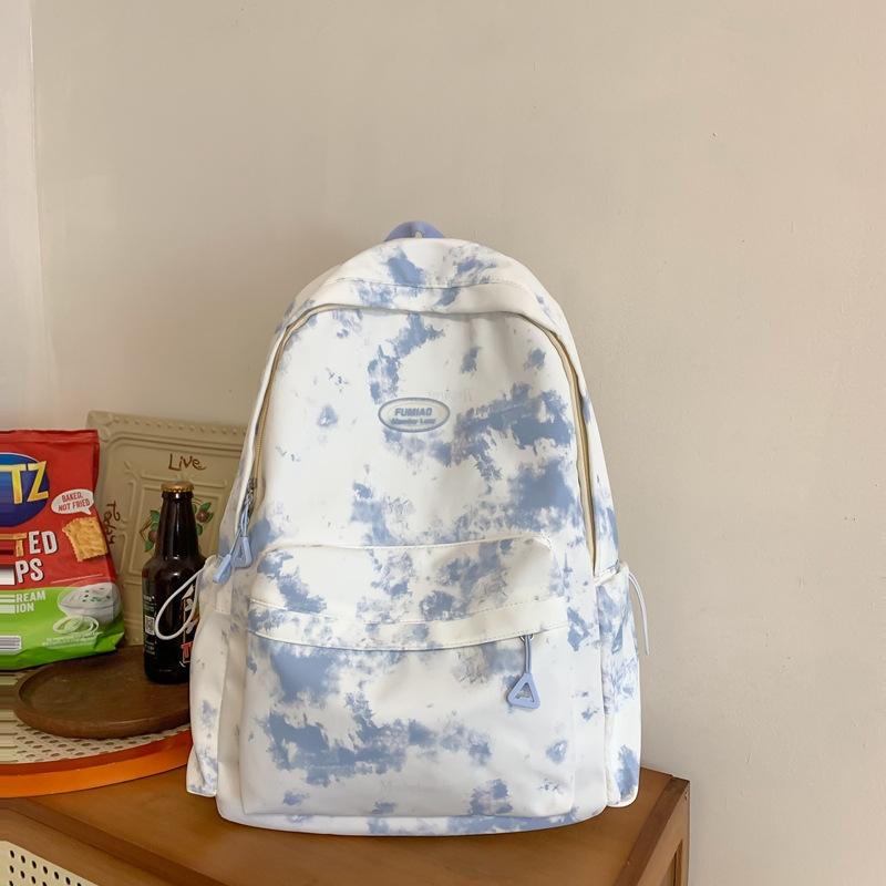 Schoolbag new ins tie-dye schoolbag women's Korean version lightweight backpack junior high school girl backpack large capacity light