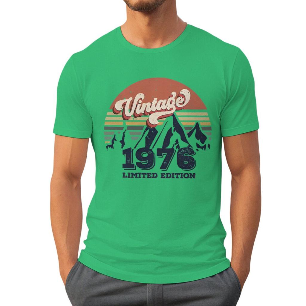 Fashion Men's T-Shirt Vintage 1976 50 Years of Being Awesome Graphic Tee Fashion 50th Birthday Gift Women Tops