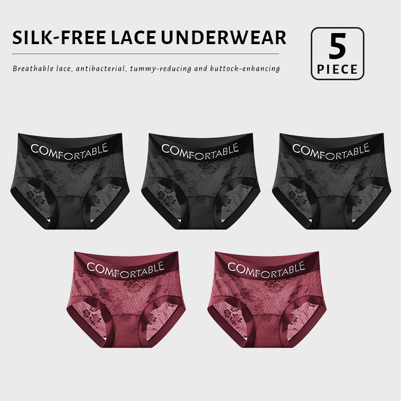 FallSweet 5Pcs/Set Women's Lace Panties Sexy Underwear Fashion Letter Waist Panties Seamless Breathable Panty Ladies Lingerie Underpants