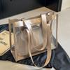 Transparente PVC-Tragetasche mit Reißverschluss-Einsatztasche für Damen, Lässige einfarbige Handtasche für Strandurlaub und Arbeit