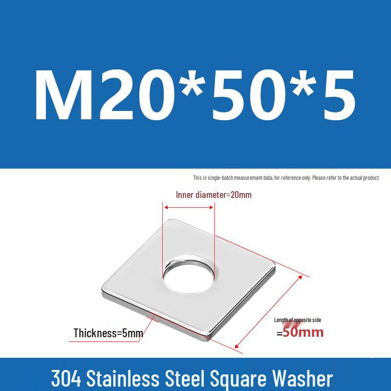 304 Stainless Steel Thickened Square Washer for Curtain Wall (M4-M16)