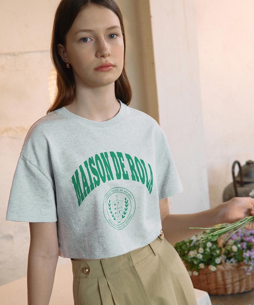 ROLAROLA Maison De Rola Crop T-Shirts Melange Gray