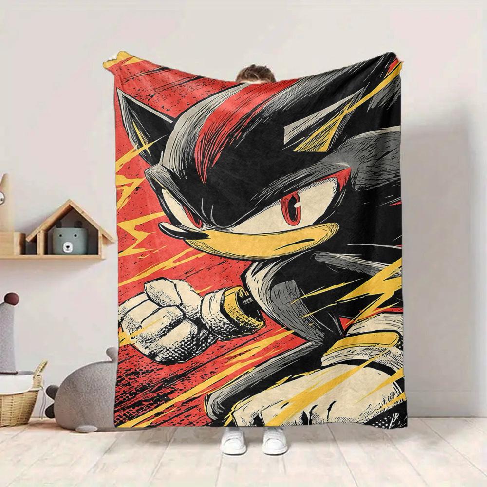 1pc Sonic Hedgehog Flannel Blanket, Soft Skin Friendly with Digital Printing, Various Sizes Available for Family, Friends, Birthday