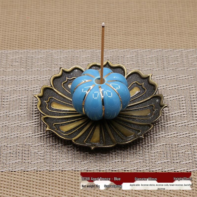 Seven-Color Ceramic Zen Incense Burner Tray with Sandalwood Coil Holder