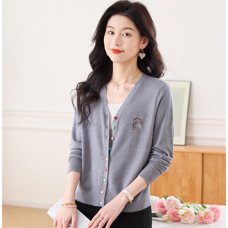 

SNOWFLYING Women s Bear V-Neck Knitted Cardigan XL