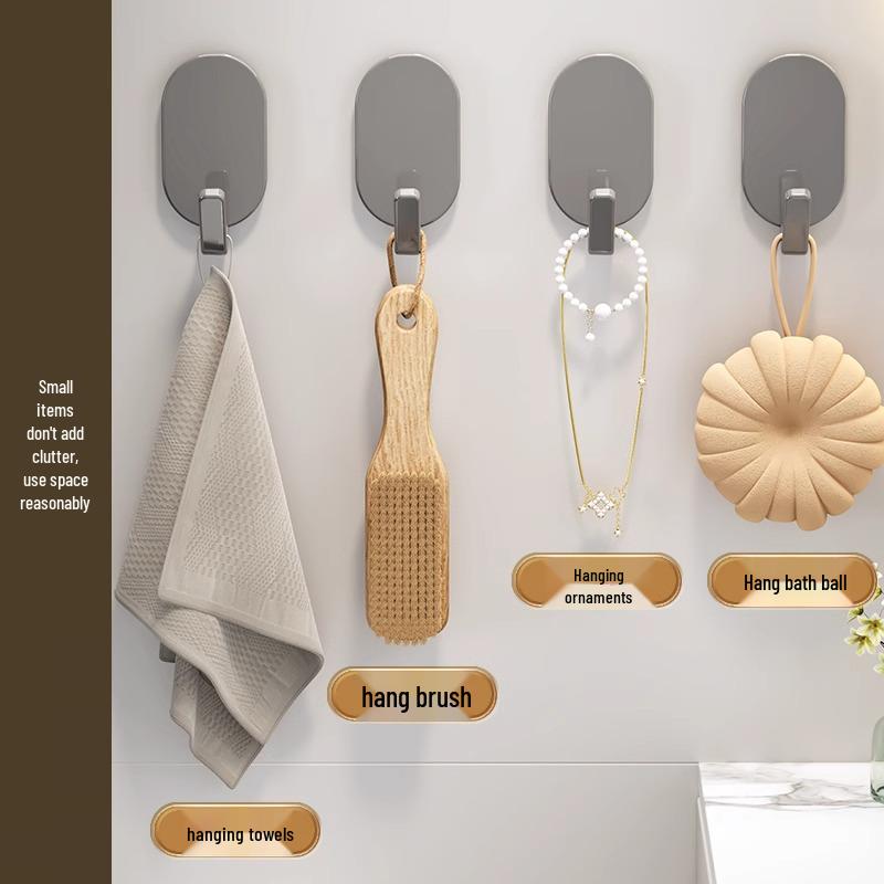 Strong Adhesive No-Punch Wall Hook Rack - High Load-Bearing, No-Trace, Behind Door or Wall Storage