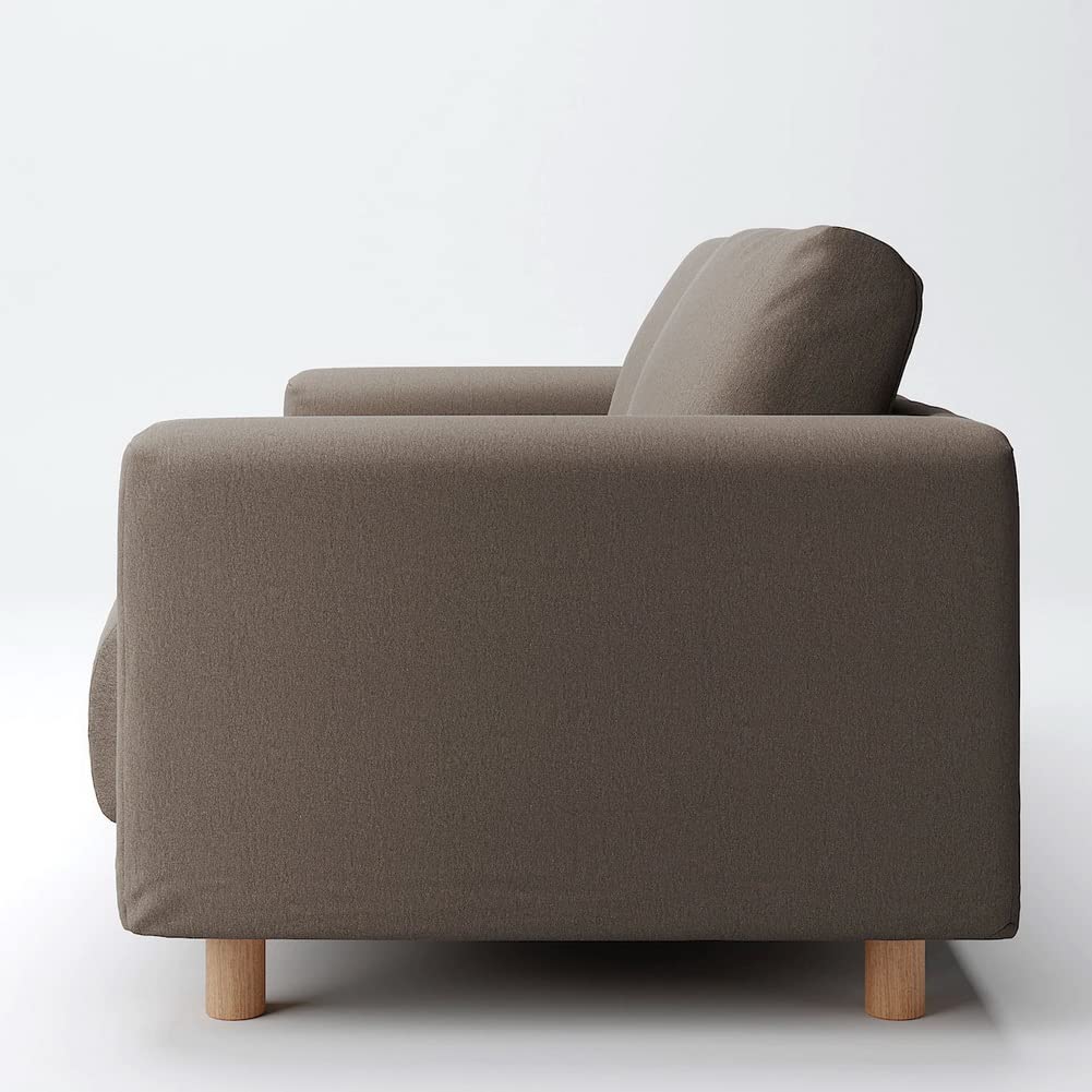MUJI Brown Washed Cotton Canvas Cover for 2 Seater Sofa with Feather Pocket Coil 82584349