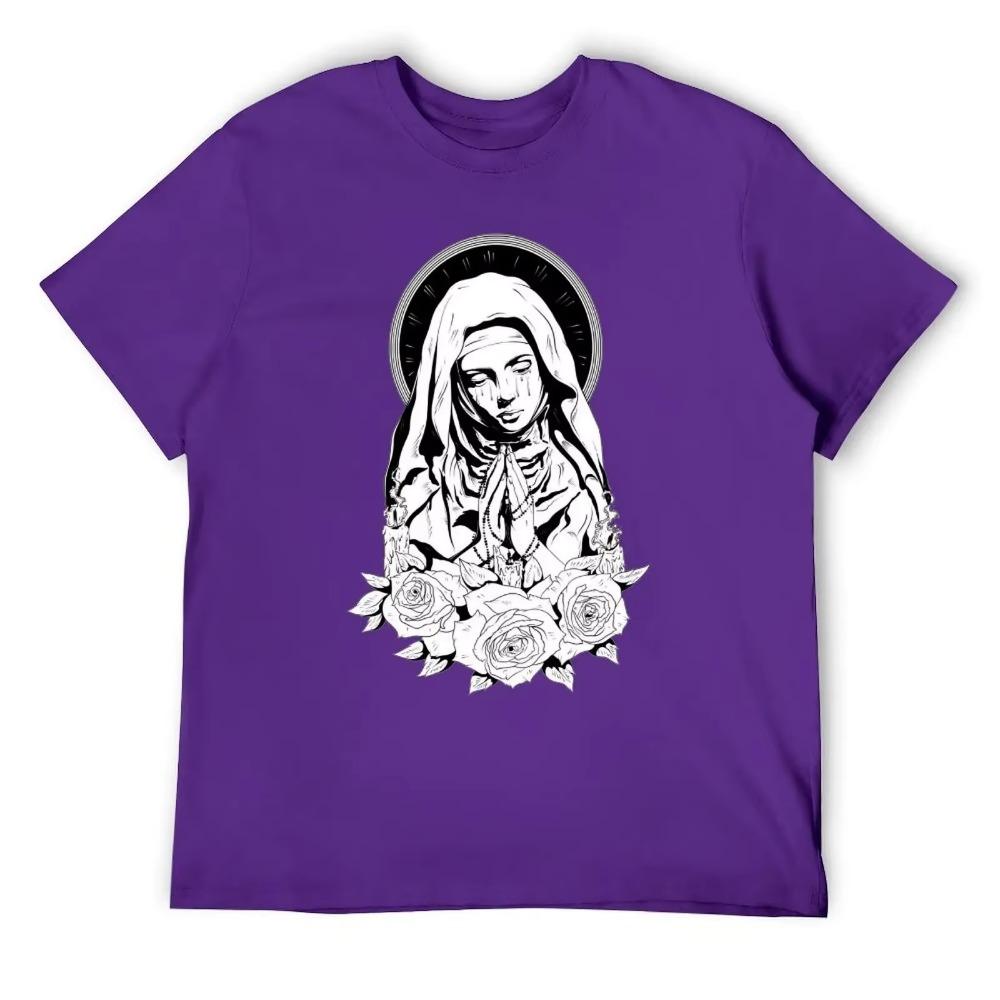 Dzień Matki Maryja z Jezusa Męski T-shirt Okrągły Dekolt Koszulki Ruchowe Uroczy Konkurs Aktywności Casualowy Rozmiar Eur