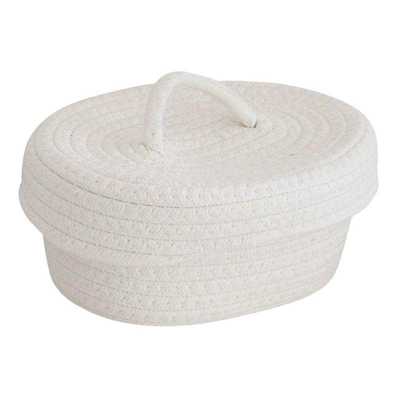 Woven Baskets Cotton Knitting Basket With Lid Small Basket Grey Baskets Desktop Sundries Cosmetics Toys Storage Basket