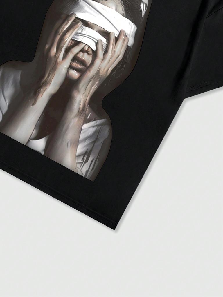 ROMWE Street Life Men's Summer Printed Short Sleeve Casual T-Shirt With Characters