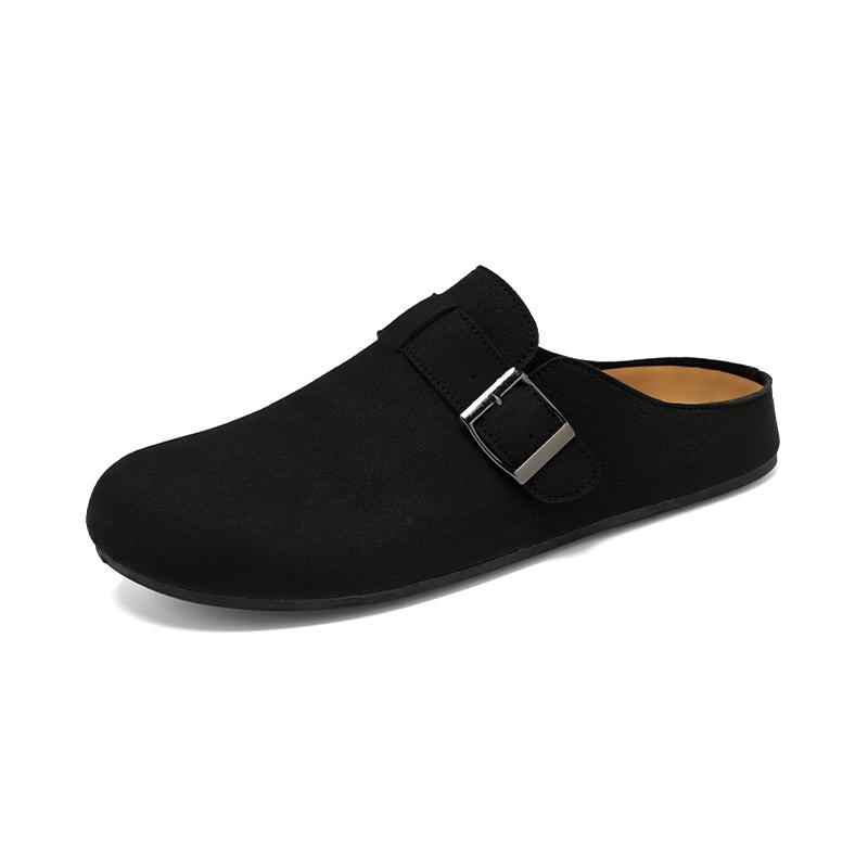 

Легкие лоферы без задника, тапочки, кожаные полуботинки для мужчин, мюли, полусабо, повседневная обувь, мужские шлепанцы, уличные слипоны, балетки 39