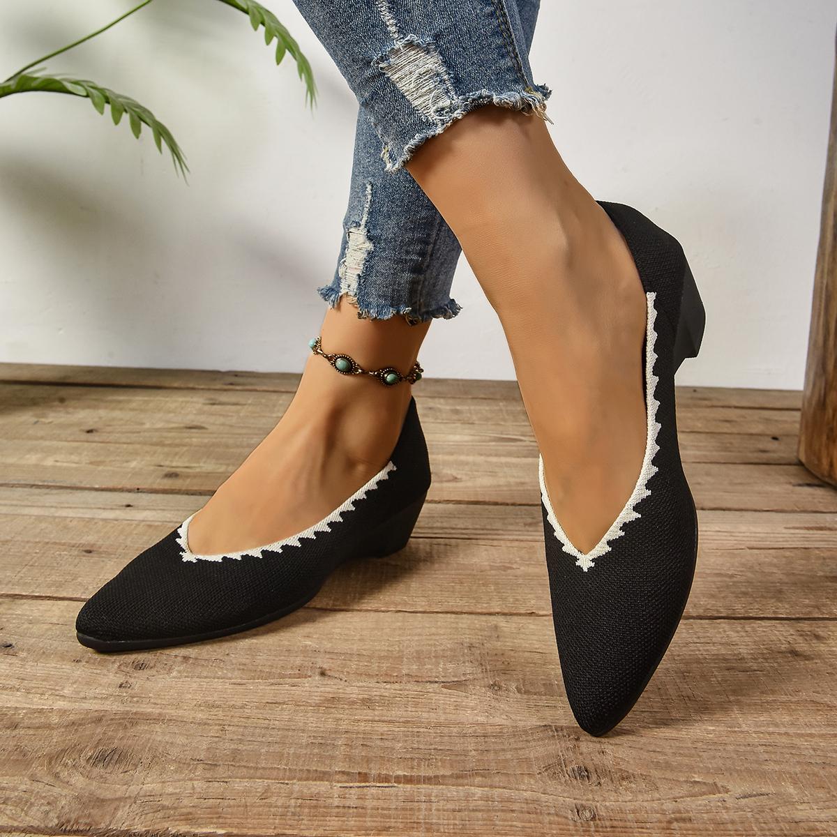 

Модные женские вязаные эластичные удобные туфли-лодочки на высоком каблуке с острым носком, вязаные модные противоскользящие одинарные туфли, туфли для платья и работы 43 коричневый