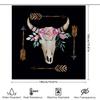Rustic Bull Skull Shower Curtain Floral Arrow Boho Decor For Bathroom Black Waterproof Fabric Size 72X84 Inches (180*213Cm)