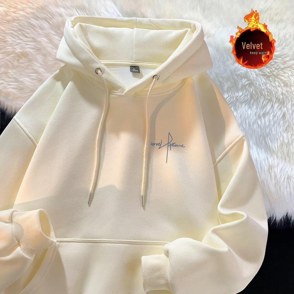 Men's Trendy Hong Kong Style Fleece-Lined Hooded Jacket - Autumn/Winter Fashion