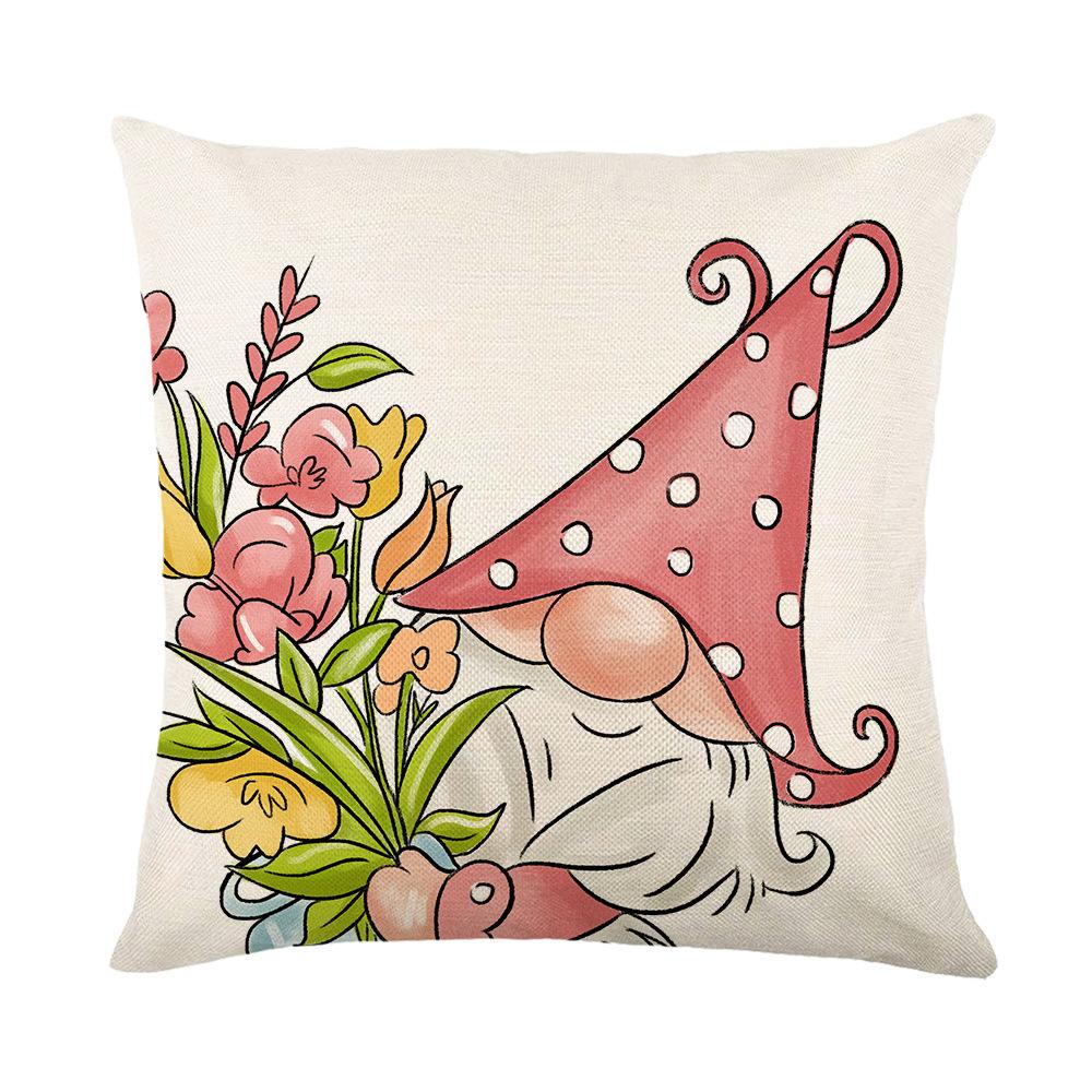 Home Spring Floral Pillow Cover Linen Letter Sofa Cushion Cover Office Cushion Study Chair Backrest