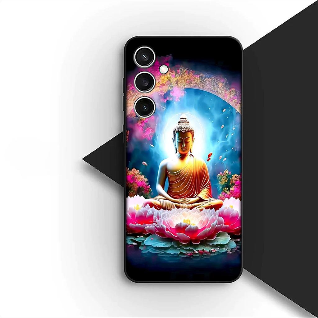 Lord Buddha Lotus Flower Light Phone Case for Samsung Galaxy S24 S25 S23 FE Ultra Plus S7 Edge S25+ S23+ A56 5G Protective Cover
