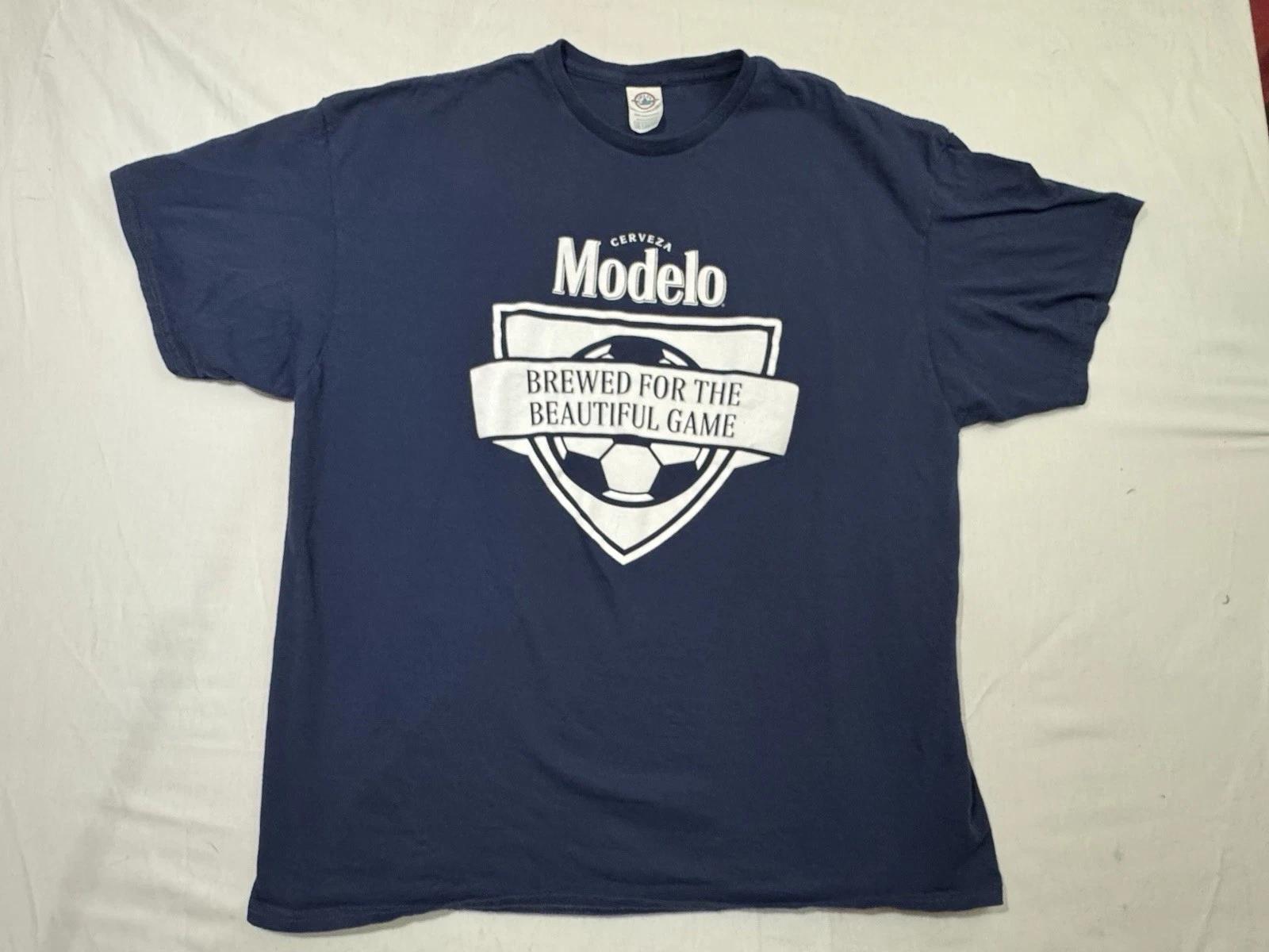 Modelo Cerveza Brewed For The Beautiful Game Soccer Football T-Shirt Mens 2XL S