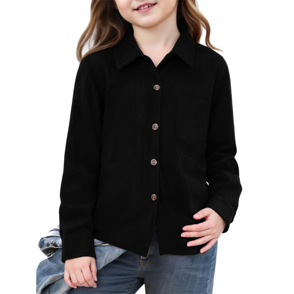 Girls' Button,Down Shirt , Long Sleeve Blouse