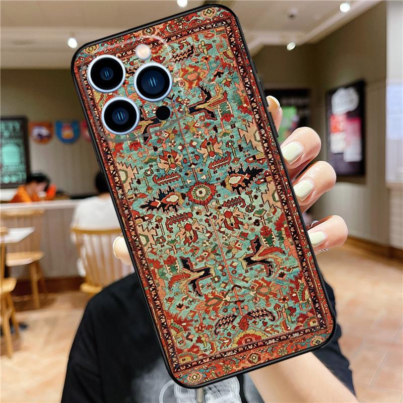 Persian Carpet Floral Pattern Phone Case For iPhone 11 12 13 14 16 15 Pro Max Mini XS X XR 7 8 Plus Soft Cover Shell