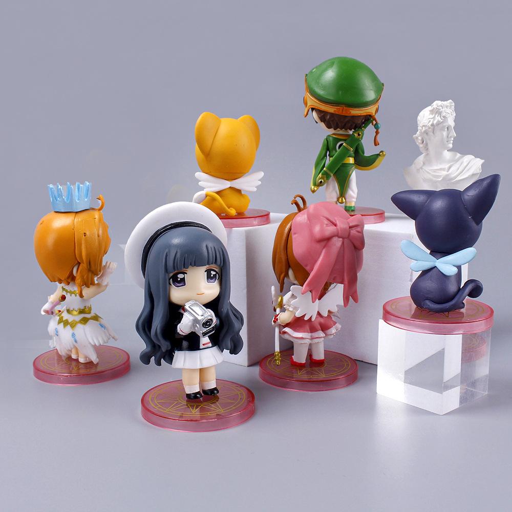 6 Stück Anime Card Captor Figur KINOMOTO SAKURA LI SYAORAN Daidouji Tomoyo CERBERUS Set Modell Spielzeug Kuchen Geschenk Actionfigur PVC
