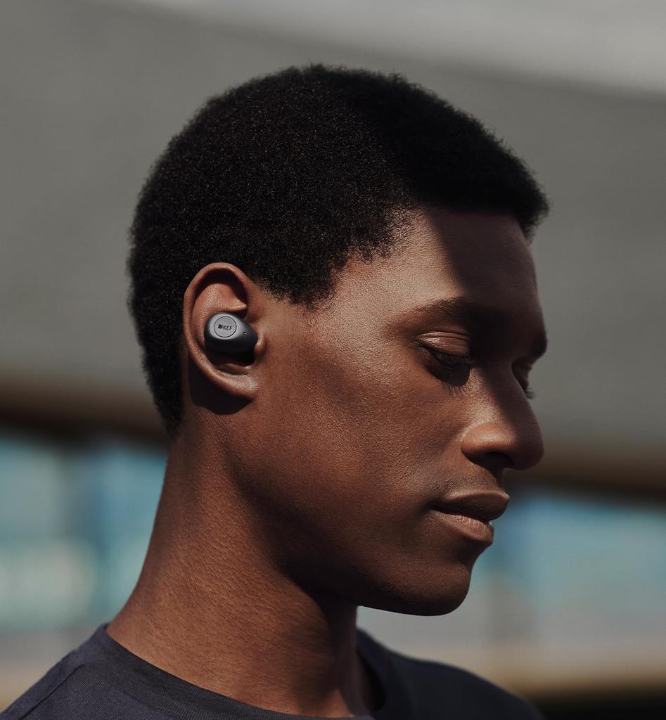 Fones de ouvido sem fio KEF Mu3 bluetooth 5.0 com cancelamento de ruído tipo intra-auricular à prova de respingos de longo prazo IPX5 cinza