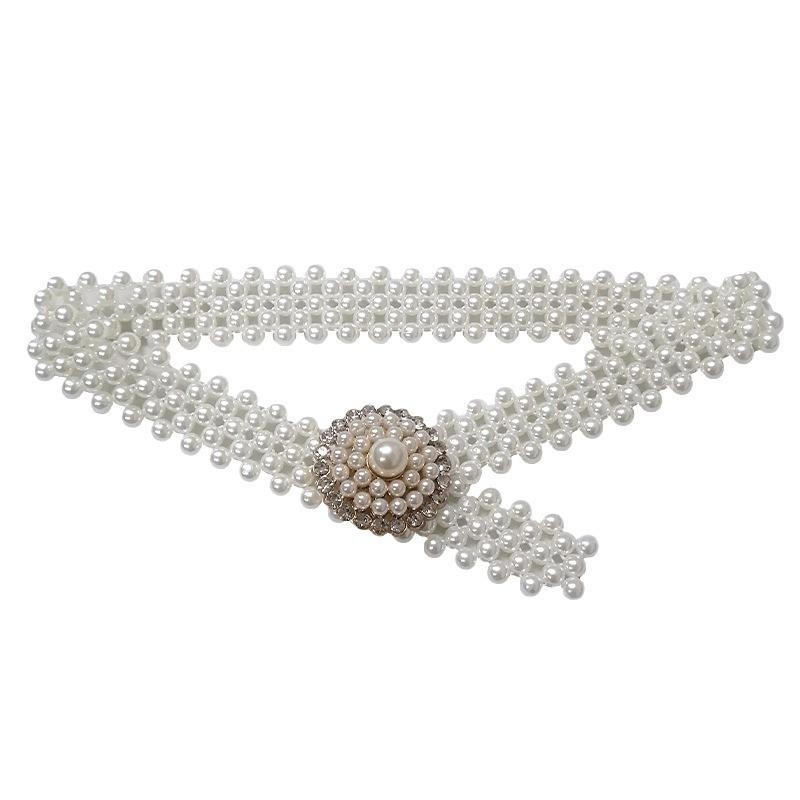 Eleganter Perlen Damen Elastischer Taillengürtel für Röcke und Kleider - Vielseitiges und Schlichtes Kettendesign