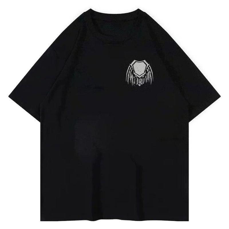 2025 Autumn and Winter Heavy Pure Cotton Horror Character Printed T-shirt Men's and Women's Comfortable and Versatile T-shirt