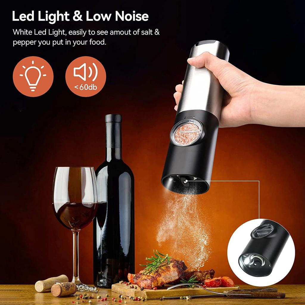 USB Rechargeable Electric Salt And Pepper Grinder Adjustable Coarseness Mill Portable Household Kitchen Gadget