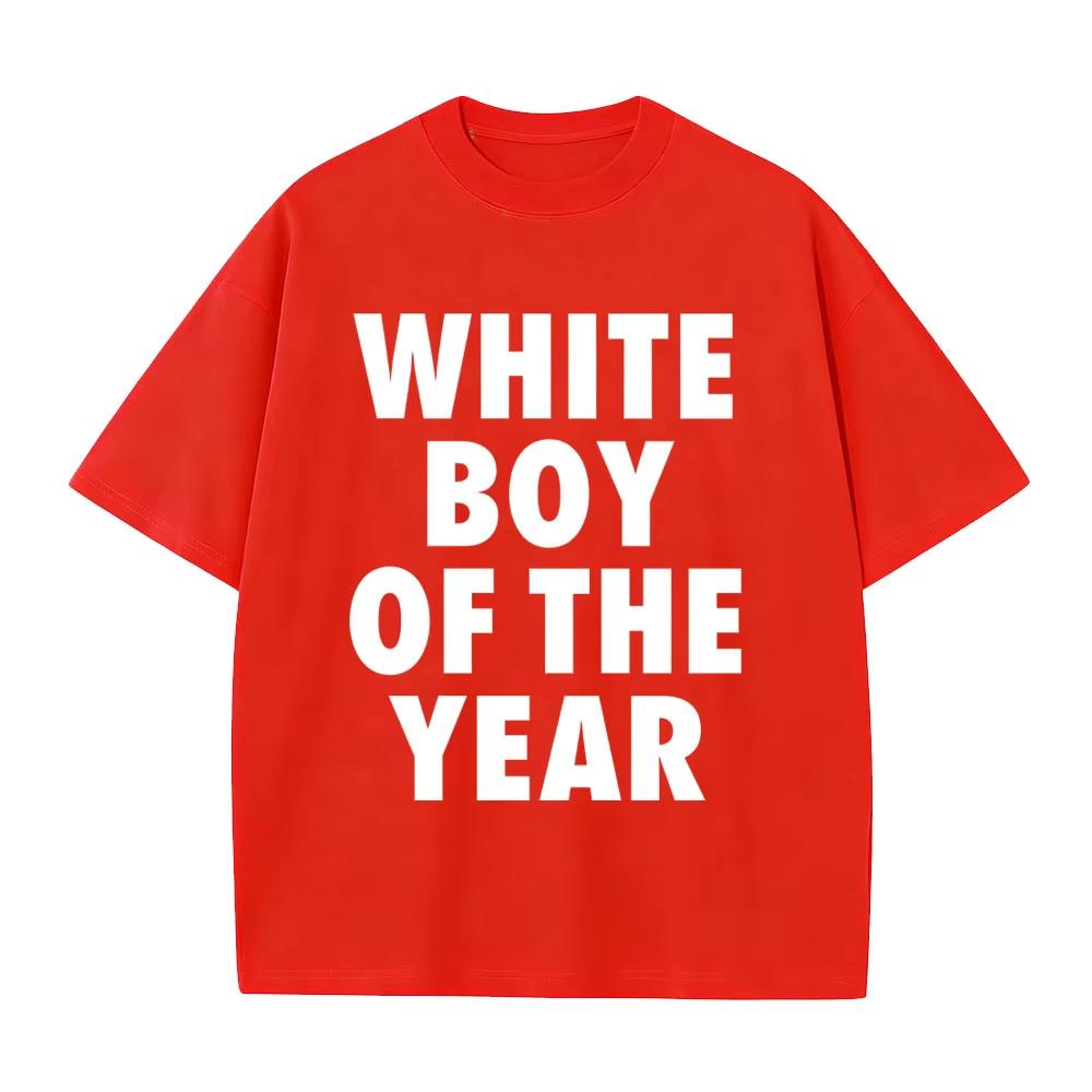 

2026 WHITE BOY OF THE YEAR English Letters Print Tshirt Unisex WOMEN Casual Cotton Vintage Short Sleeve T Shirt MaleTshirts S