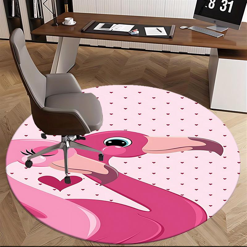 Pink Flamingo Chair Mat Round Carpet for Home Decor, Office Use, Living Room, Bedroom, Gift Idea0116b