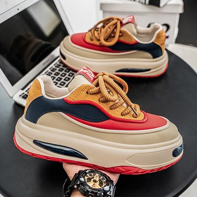 Chaussures Décontractées de Printemps pour Hommes Mode Couleur Mixte Chunky Antidérapantes Baskets de Sport Semelle Épaisse Confortable Respirant Maille Chaussures 44