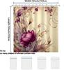 Cortina de Ducha Floral Morada Vintage Morado Oscuro Beige Flor Cortinas de Ducha Para Baño Boho Victoriano Lila Floral Baño