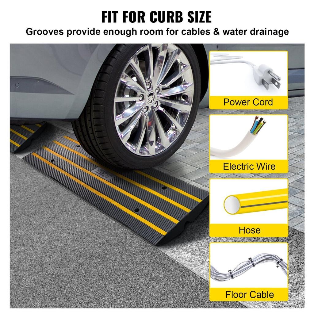 Curb Ramp Rubber Driveway Ramp 2 Pack 2.6" Rise 15T Load Threshold Ramp