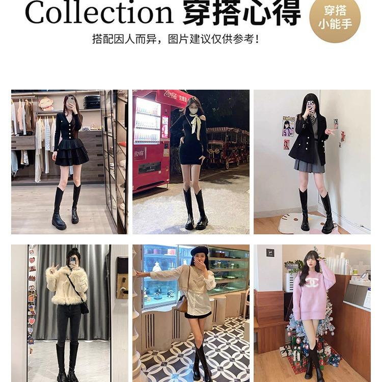 V-mouth Boots Women's Thick Soles 2025 New Winter But Knee Small Internet Celebrity Thin High Knight Boots