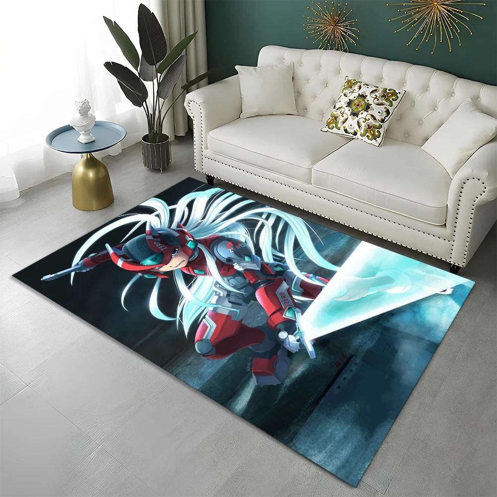 Retro Games Megaman Rockman Cartoon Carpet Rug for Home Living Room Bedroom Sofa Doormat Decor,Child Area Rug Non-slip Floor Mat