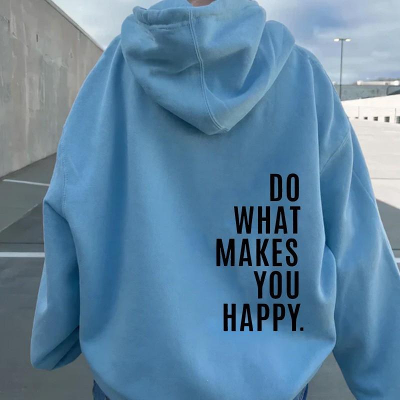 Womens Hooded Sweatshirt Streetwear Loose Fit Long Sleeve Printed Pullover Casual Top