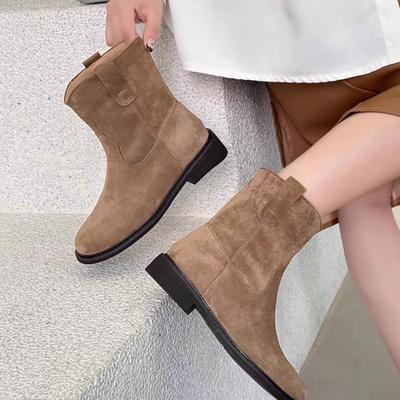 Bottes western élégantes et faciles à enfiler pour femmes, style cowgirl, automne-hiver, à talons bas. Bottines courtes style chevalier.